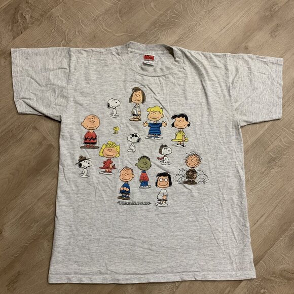 Vintage 90s Peanuts T-Shirt Men's Large L Gray Tee Single Stitch USA Snoopy - Picture 1 of 7